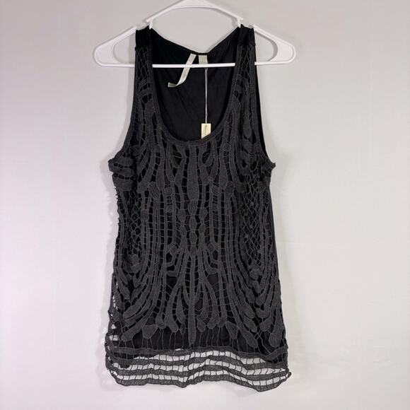 LC Lauren Conrad Tops - NWT LC Lauren Conrad Charcoal Black Lace Tank Top Size Large RR0848